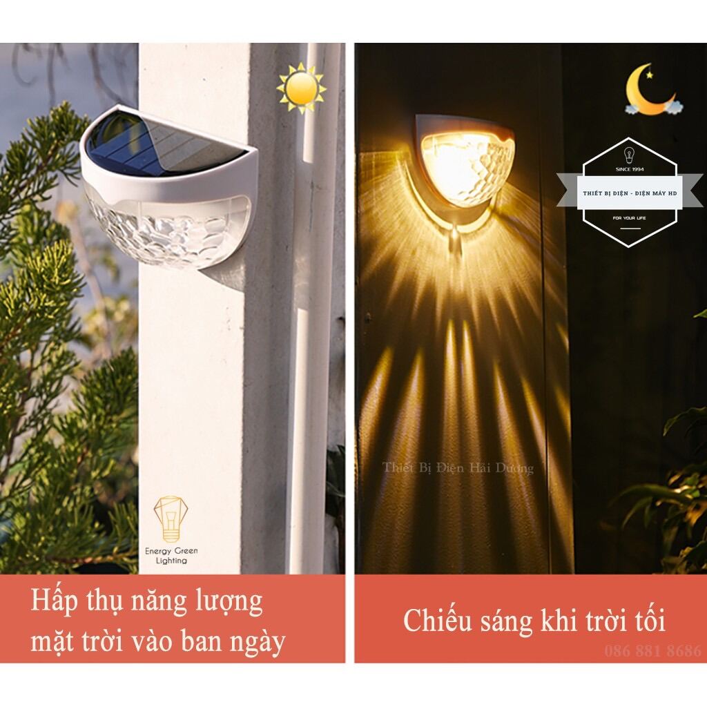 Đèn Led Gắn Tường - Sử Dụng Năng Lượng Mặt Trời MT-107 - Chống Nước IP65 - Ánh Sáng Trắng , Vàng - Energy Green Lighting - Bảo Hành 12 Tháng