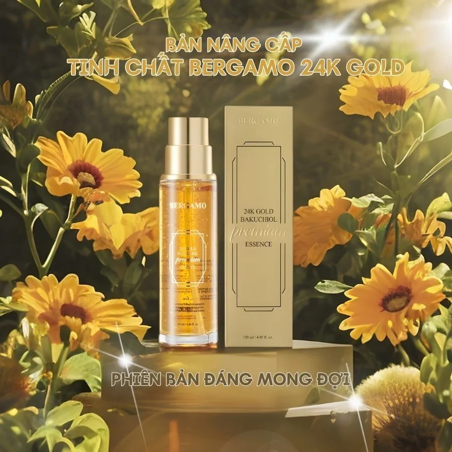 Serum Dưỡng Trắng Da Chống Lão Hoá Bergamo 24K Gold Brilliant Essence Chai 120ml