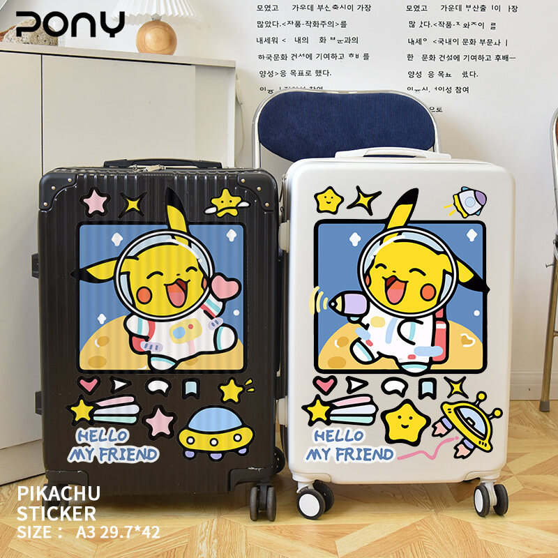 Giấy Dán Vali Hành Lý Pikachu Đáng Yêu Hoạt Hình Vali Du Lịch Pokémon Va Li Kéo Tranh Dán Tủ Lạnh Phòng Ngủ Tường