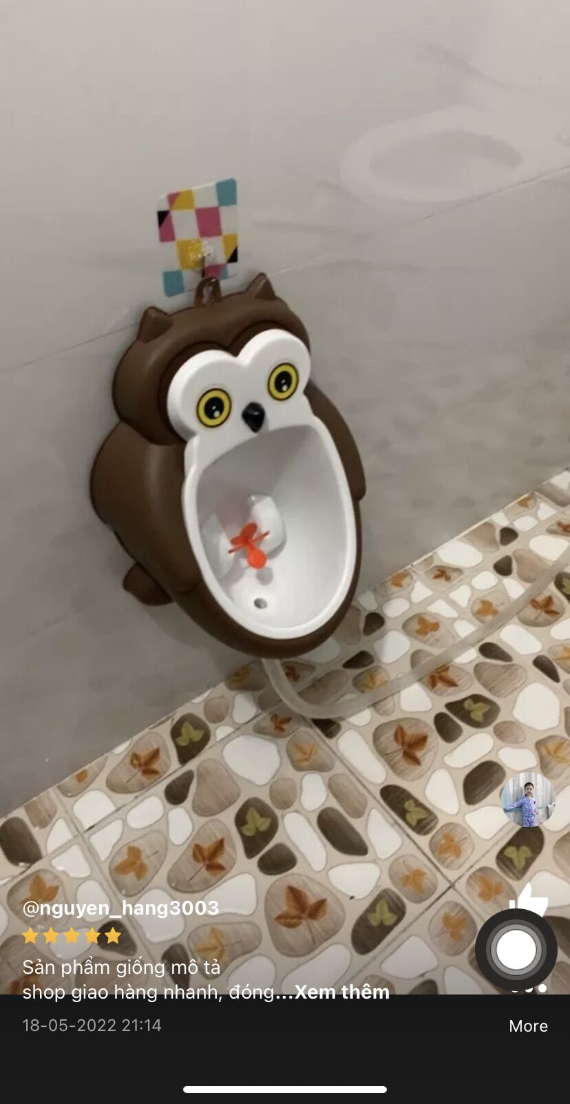 Bô Tiểu Đứng Bé Trai Hình Con Cú Có Dây Thoát Nước