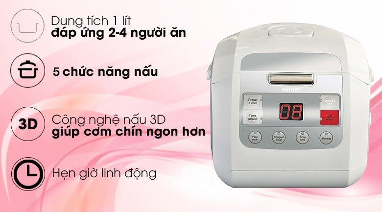 ( Mới ) Nồi cơm điện tử Philips 1 lít HD3030 sản phẩm mới 100% bảo hành chính hãng 12T