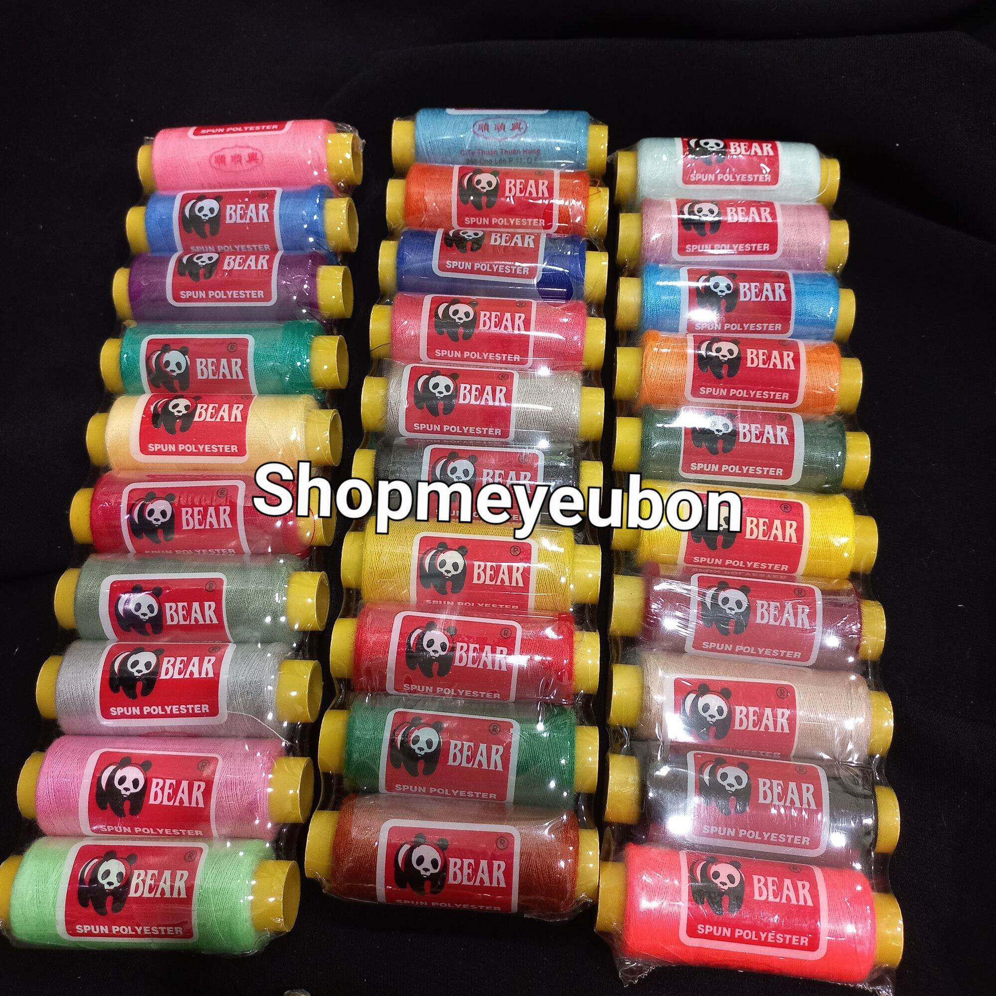 Vỉ 10 cuộn chỉ may đồ gấu (màu ngẫu nhiên/trắng/đen)
