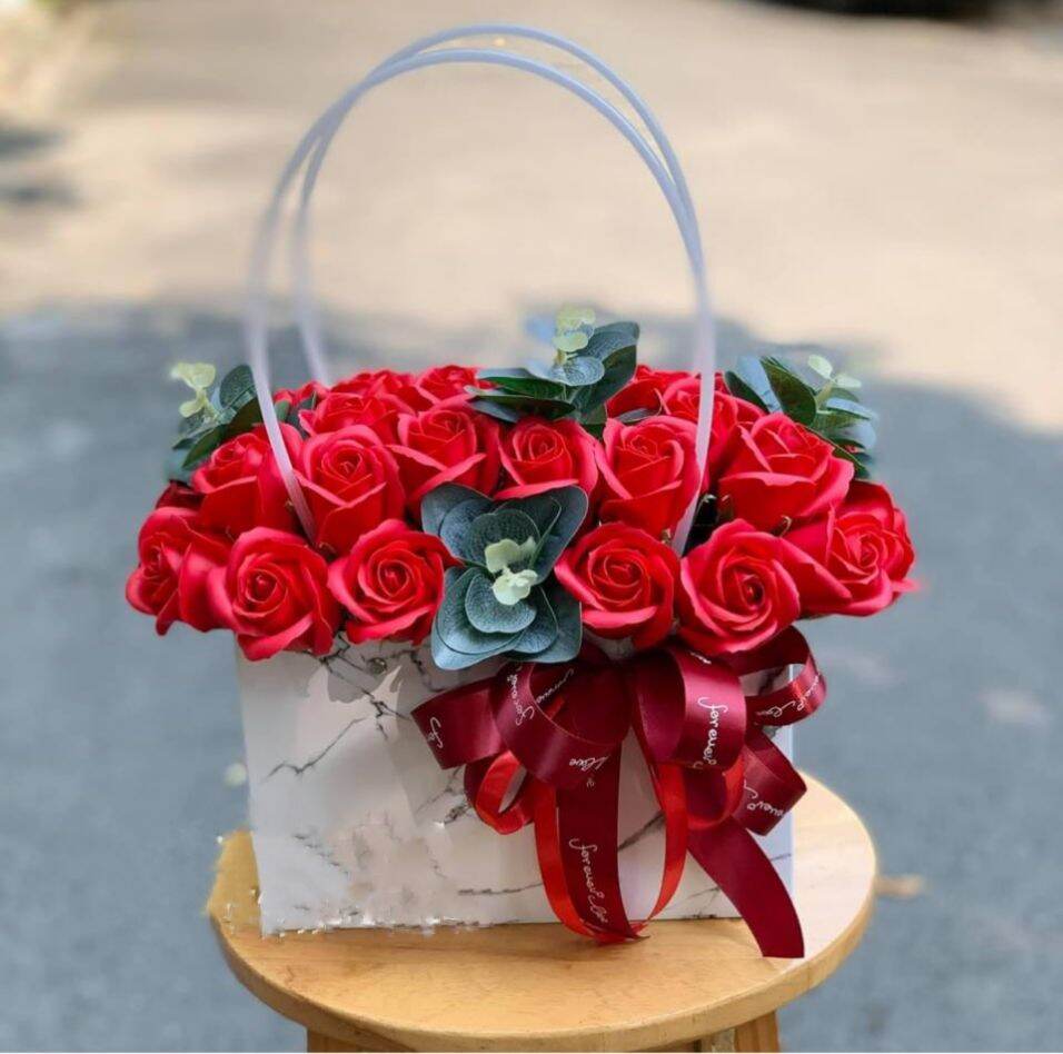 Lẵng hoa sáp thơm phom Hàn siêu xinh Ms 350