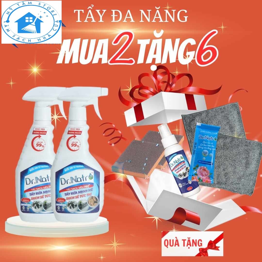 Nước tẩy đa năng dr.natro+tặng kèm 2 miếng chà đa năng và 1chai nhỏ drnatro làm sạch,vệ sinh bếp
