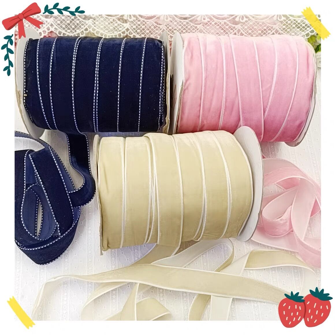 Set 3m ruy băng nhung bản 2,5cm