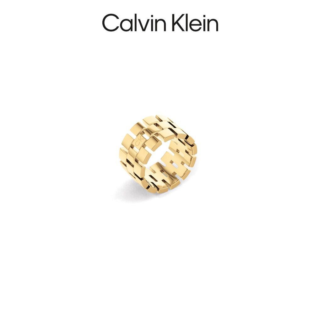 Nhẫn calvin klein nữ màu vàng fw22 - meridian ck 35000325c