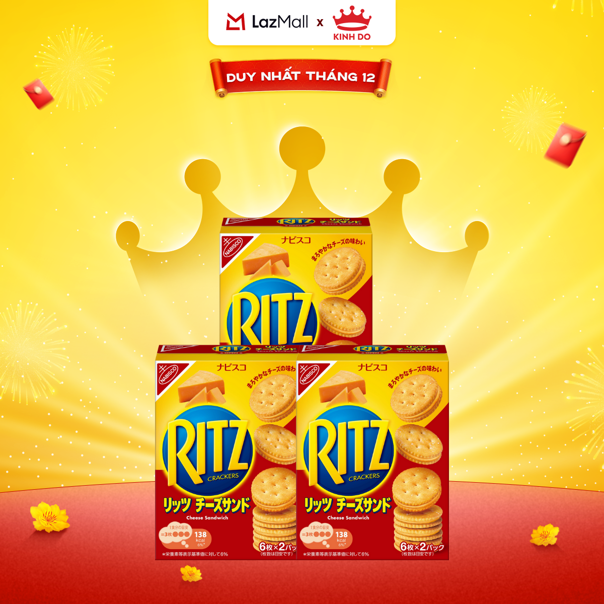  Bánh Quy Ritz Kẹp Kem Phô Mai Combo 2  Combo 3 Hộp X 106G  Hàng Xuất Khẩu Thị Trường Nhật  