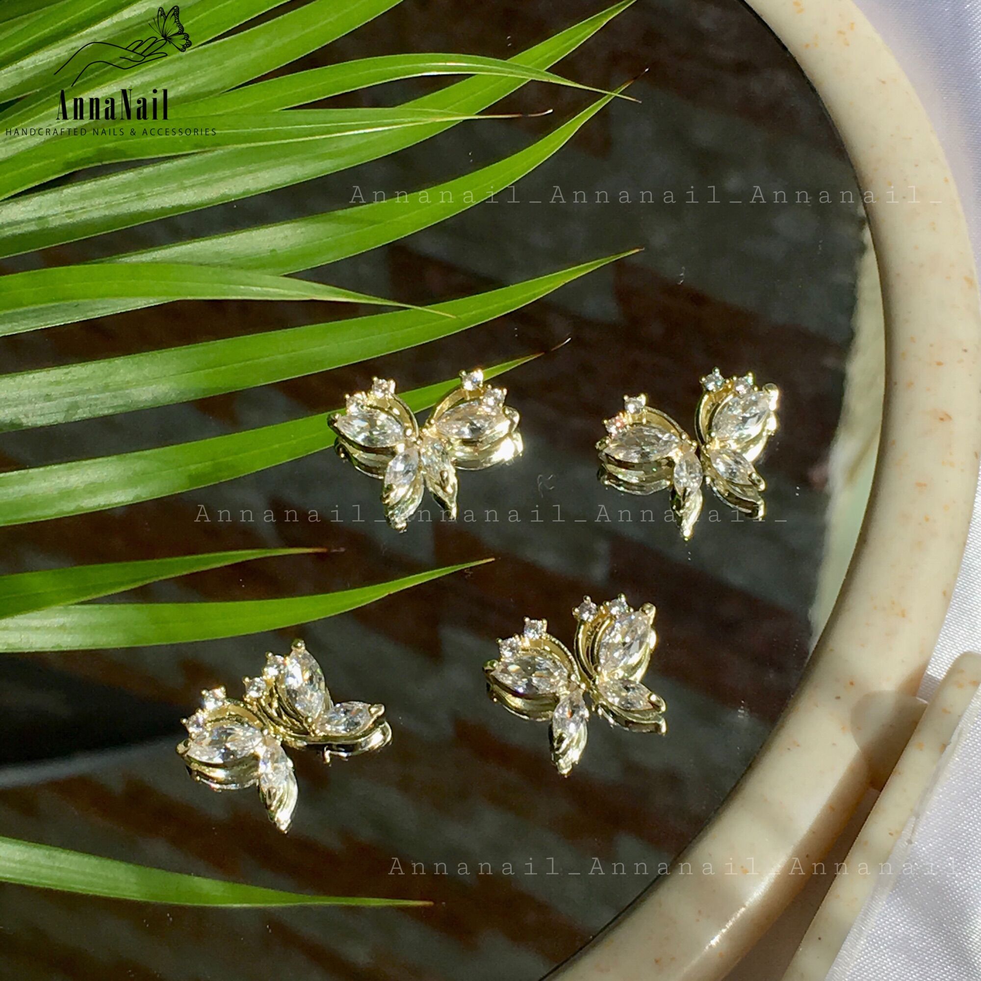 Charm nail, charm bướm, phụ kiện đá trang trí móng cao cấp