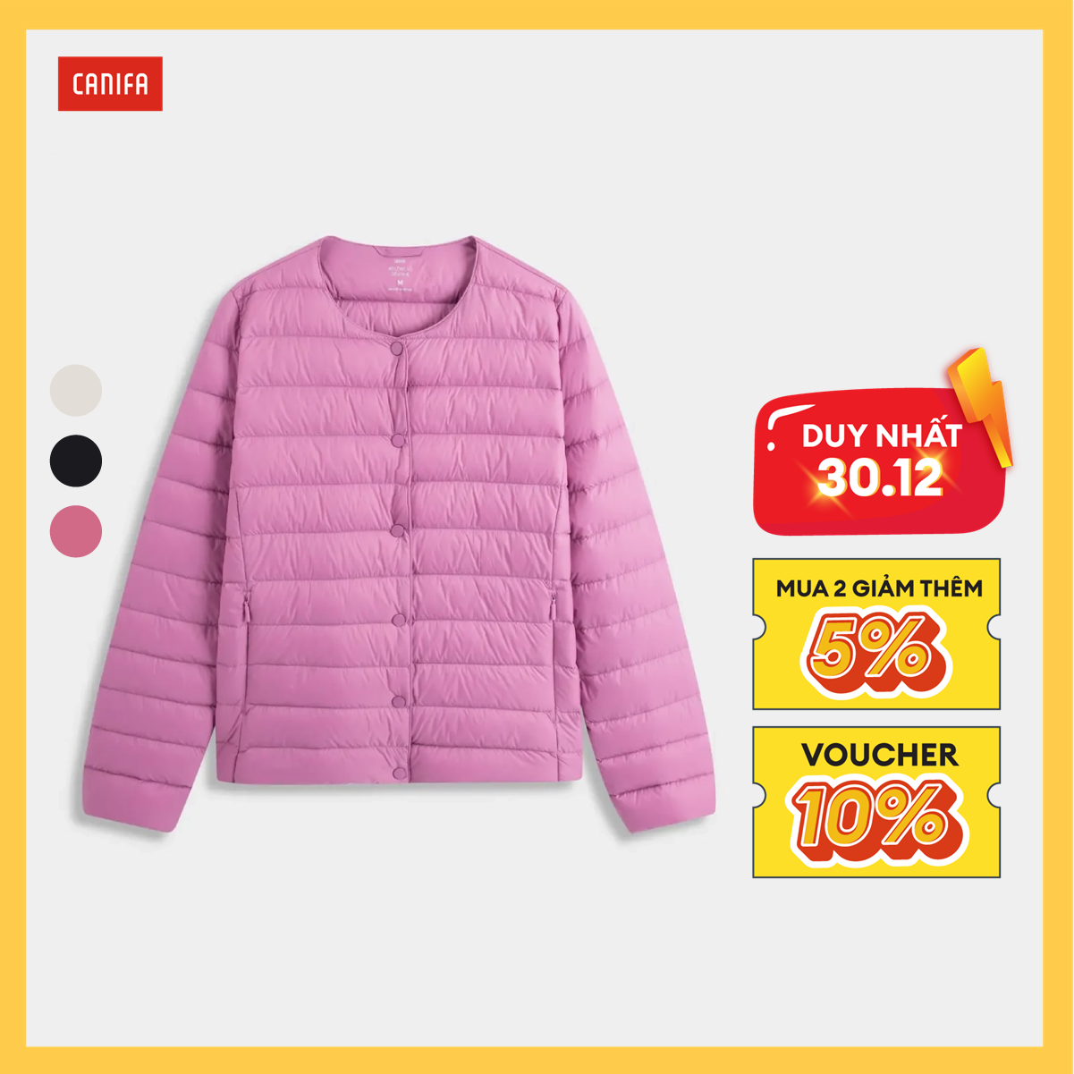 Áo khoác lông vũ nữ CANIFA cổ tròn siêu nhẹ 6OT23W005