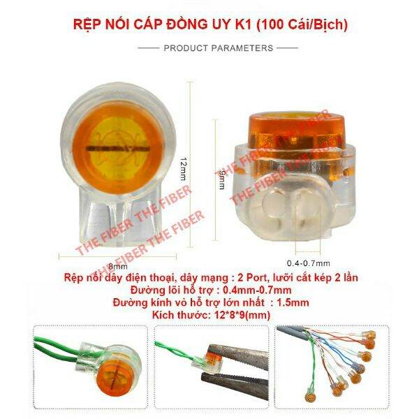 Rệp nối dây mạng , dây điện thoại túi 100 hạt
