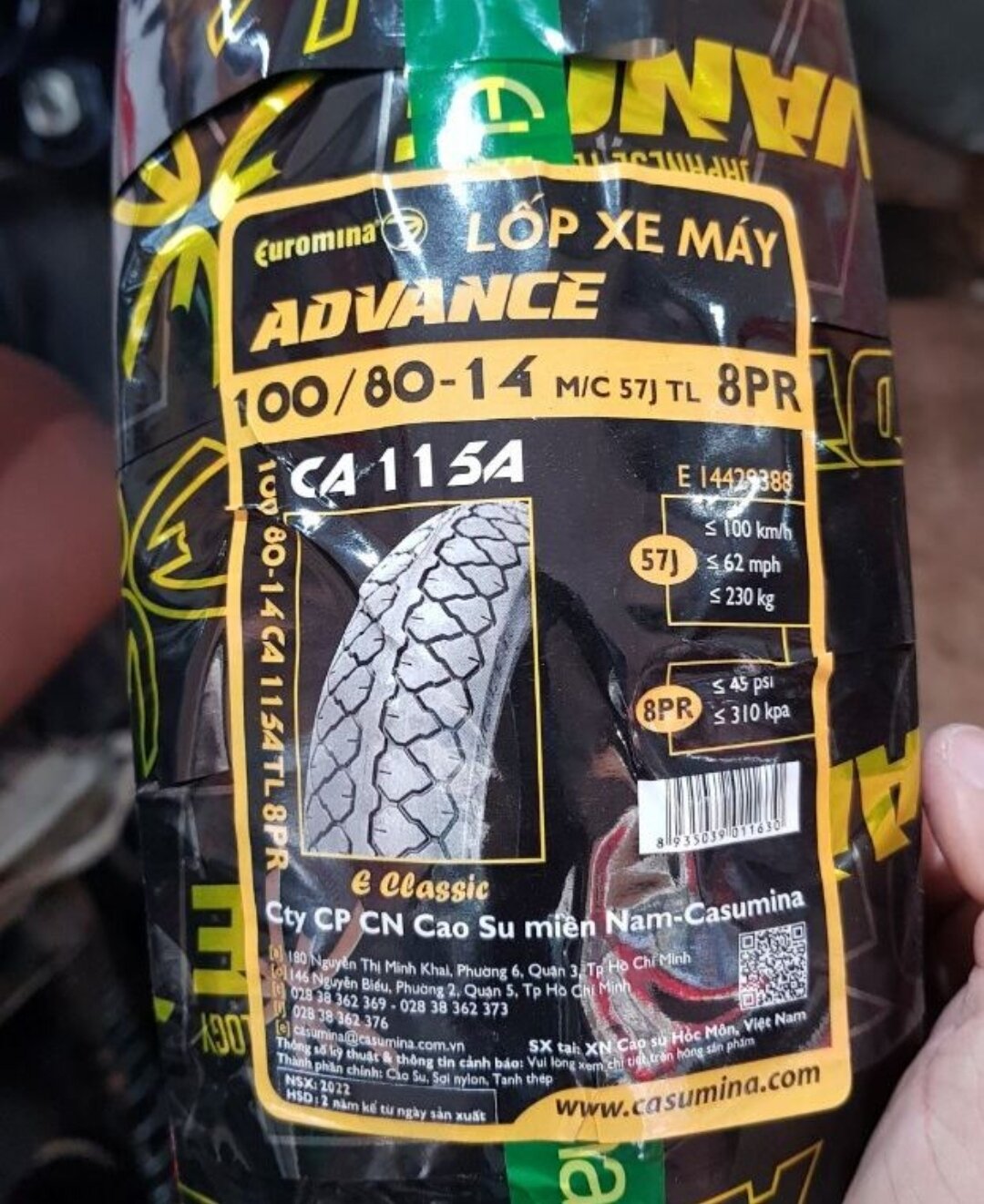 Cặp lốp Air blade/Vario 150 ko dùng săm hiệu Euromina..