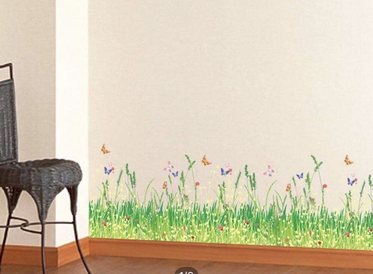  Decal trang trí chân tường Cỏ Bông Lau 