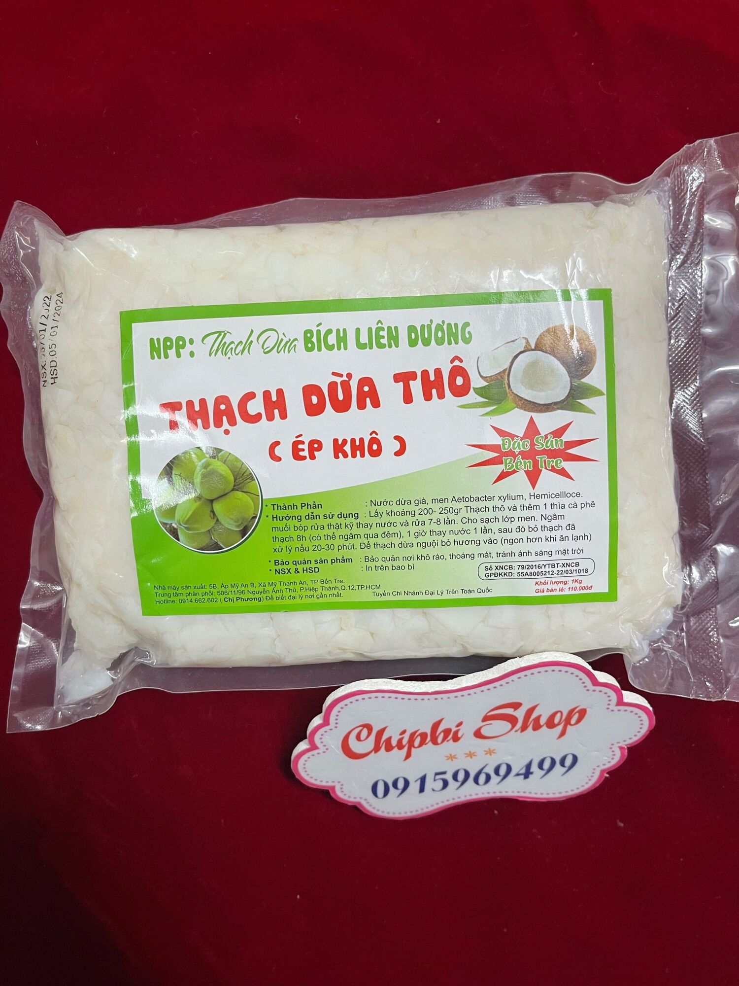 Thạch dừa ép thô