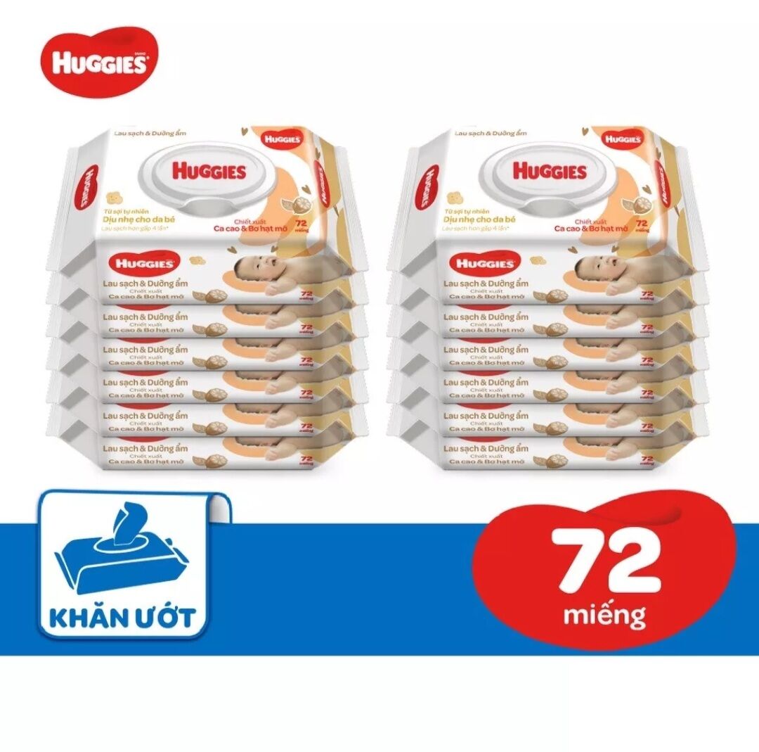 Khăn ướt Huggies Bơ hạt mỡ cao cấp _ 72 tờ/gói