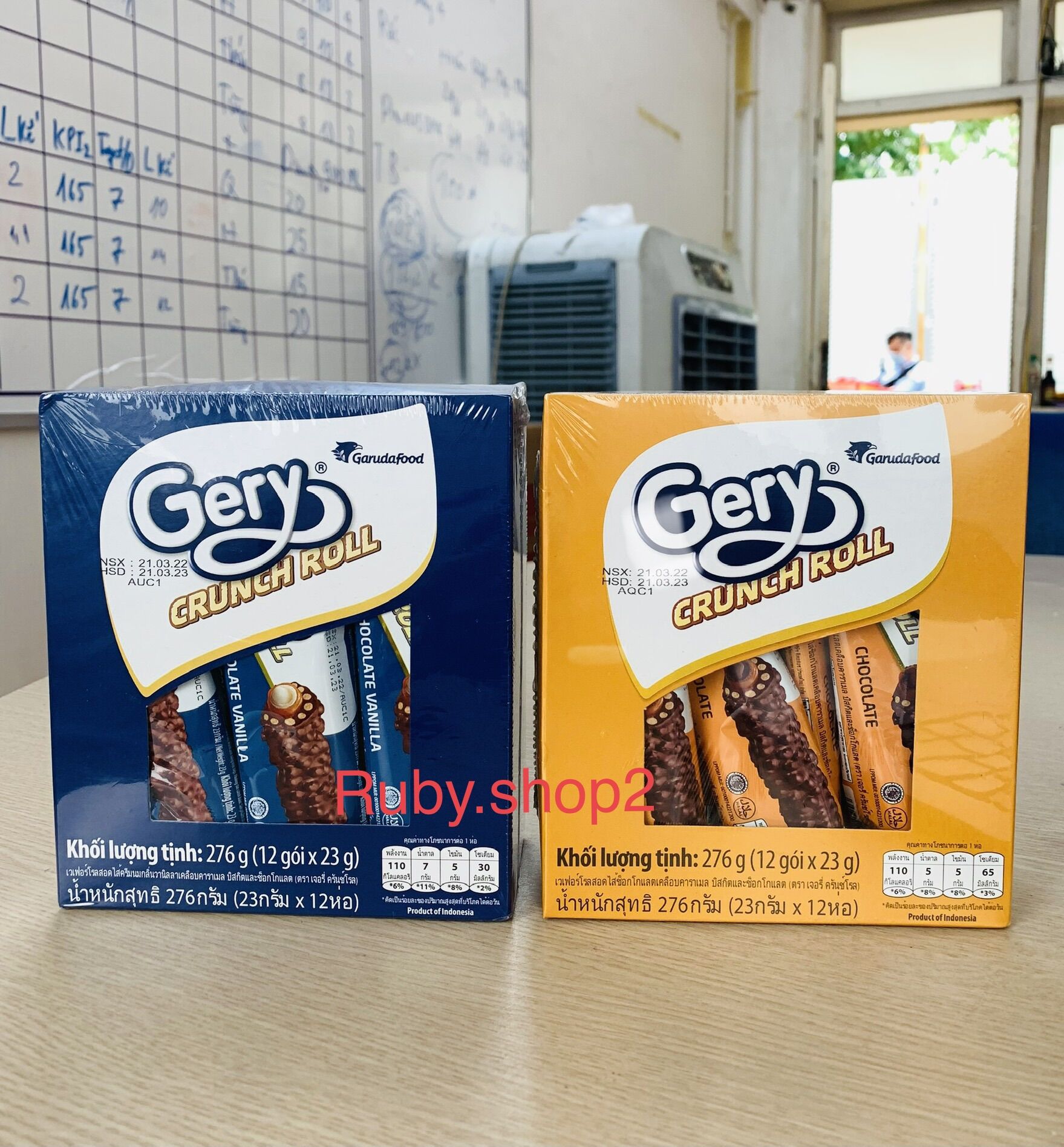 Hộp bánh cuộn phủ chocolate Gery 276g/hộp