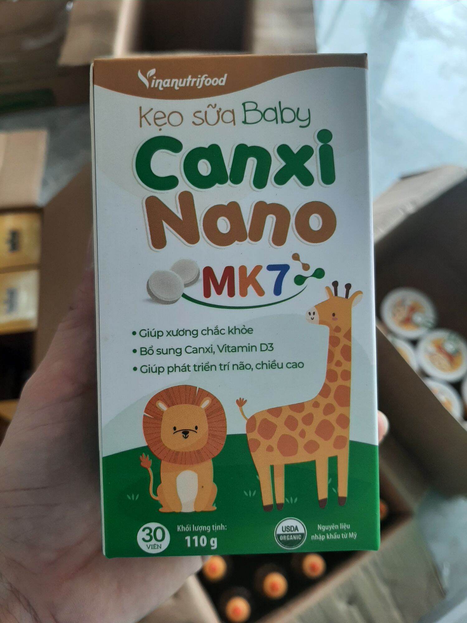 Kẹo sữa canxi NaNo MK7 giúp chắc xương,bổ sung canxi và vitamin D3.qgiups phát triển trí não và chiều cao cho trẻ