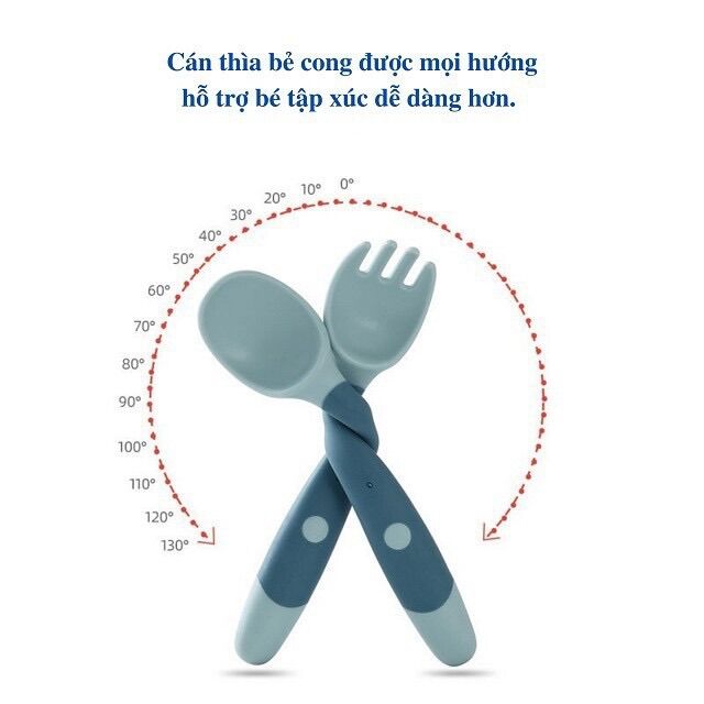 Bộ Thìa Dĩa Uốn Cong Cho Bé Tập Xúc