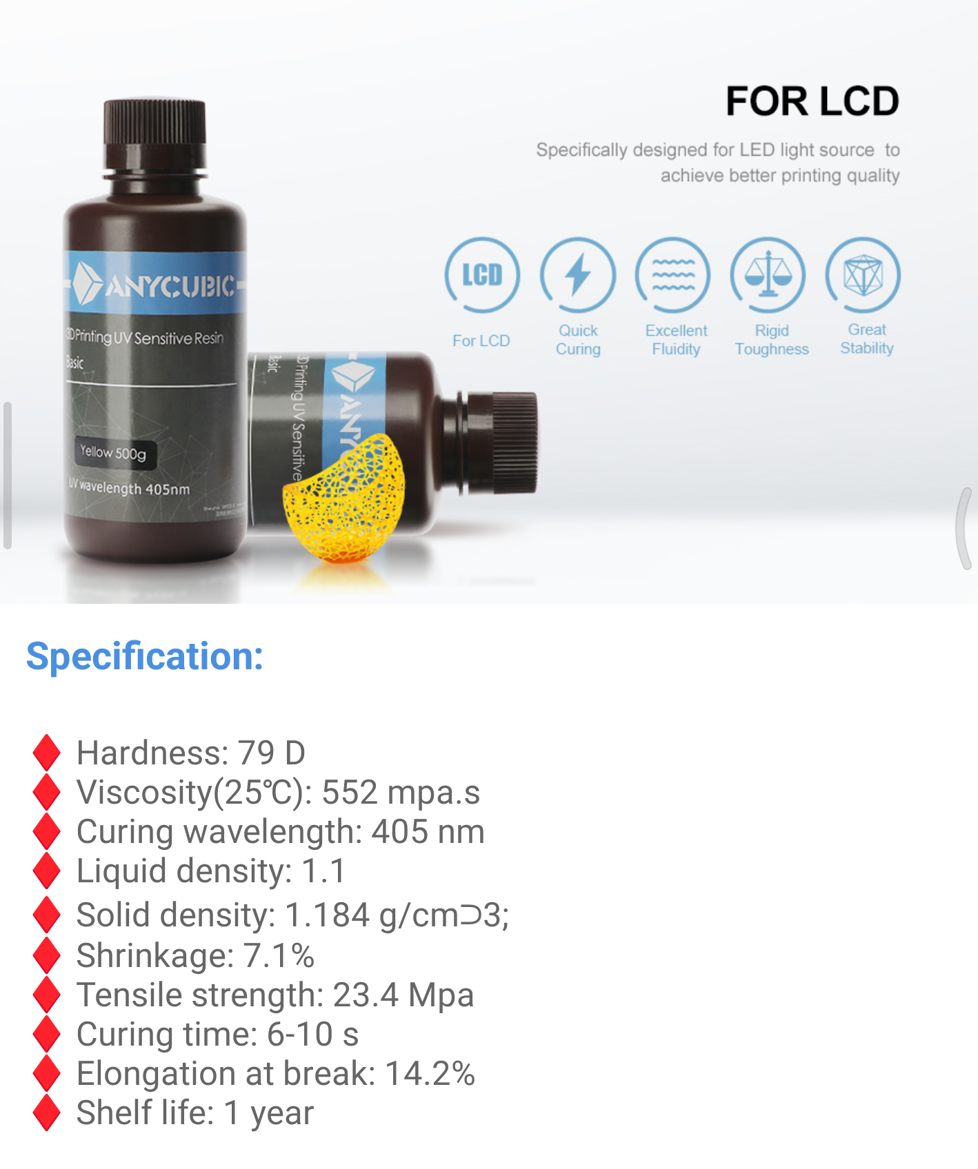 Nhựa in 3D Anycubic Resin Standard Basic 1000gram