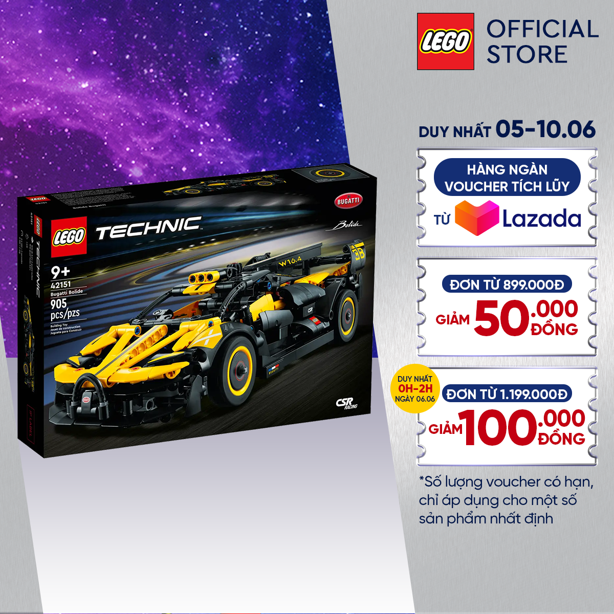 LEGO TECHNIC 42151 Siêu Xe Bugatti Bolide (905 Chi Tiết)