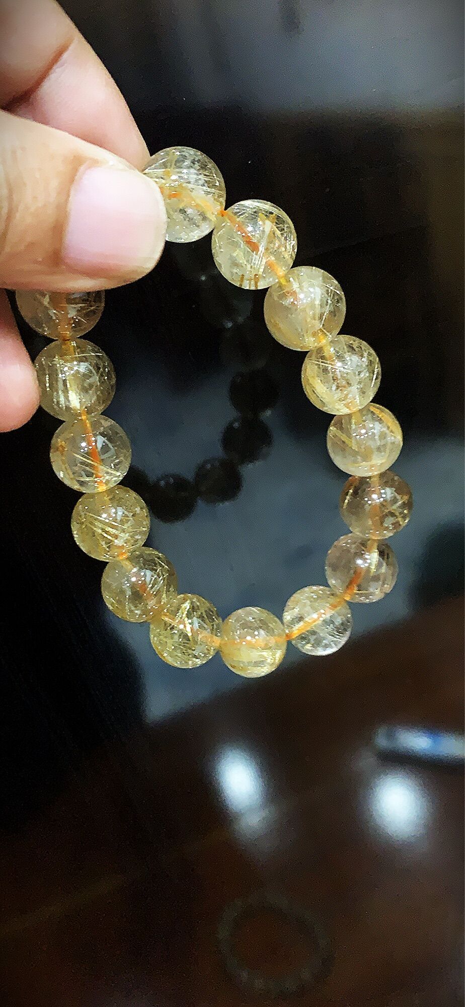 Vòng thạch anh tóc vàng 14mm