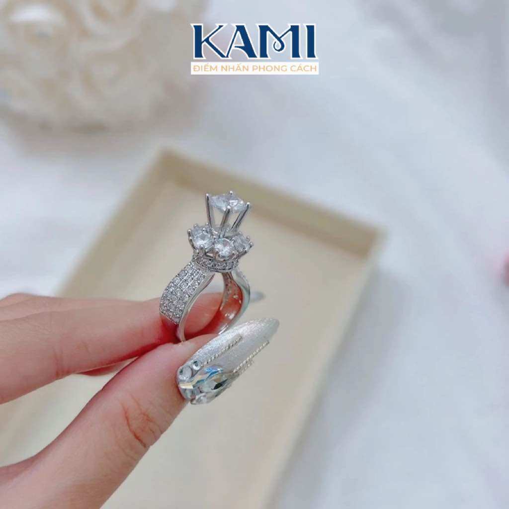 Nhẫn nữ xi bạch kim hột cao siêu sáng