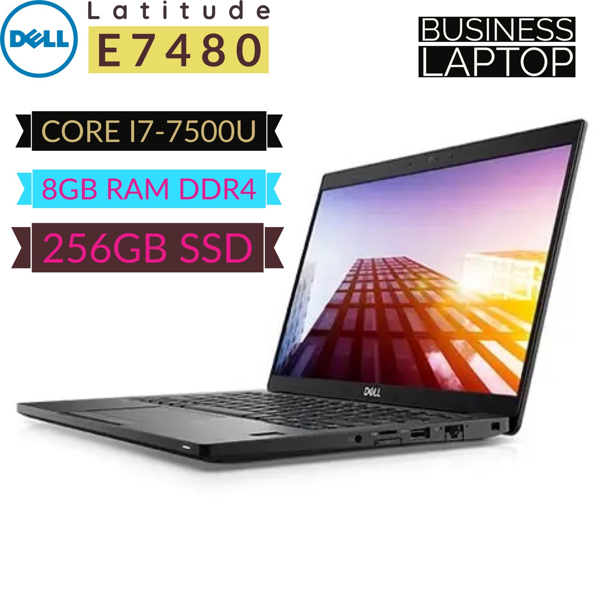 Laptop Dell Latitude E7480 Core i7-7500U, 8gb ram, 256gb SSD, 14inch HD hàng nhập khẩu