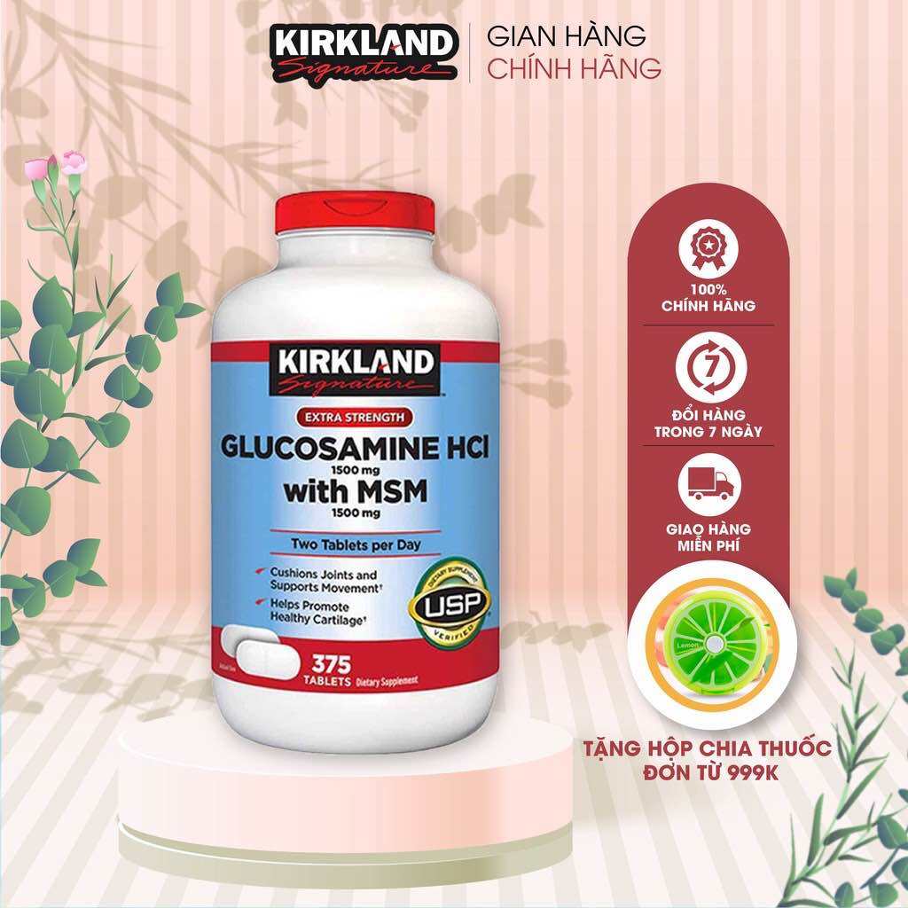 Glucosamine giảm đau xương khớp Glucosamine & MSM 1500mg 375 viên Kirkland