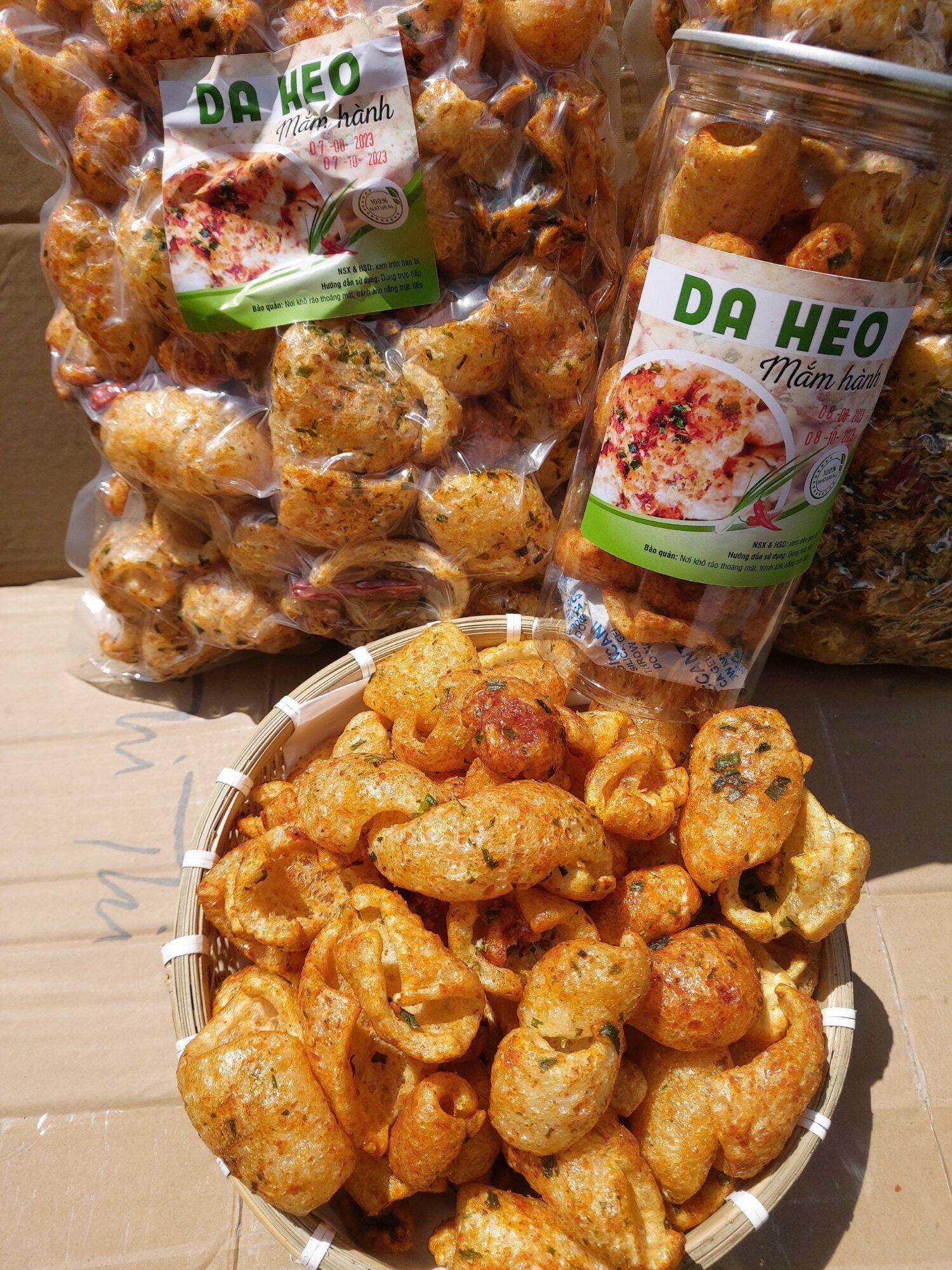 1Kg Da heo sấy giòn sốt mắm hành - Ăn vặt Thi Thi