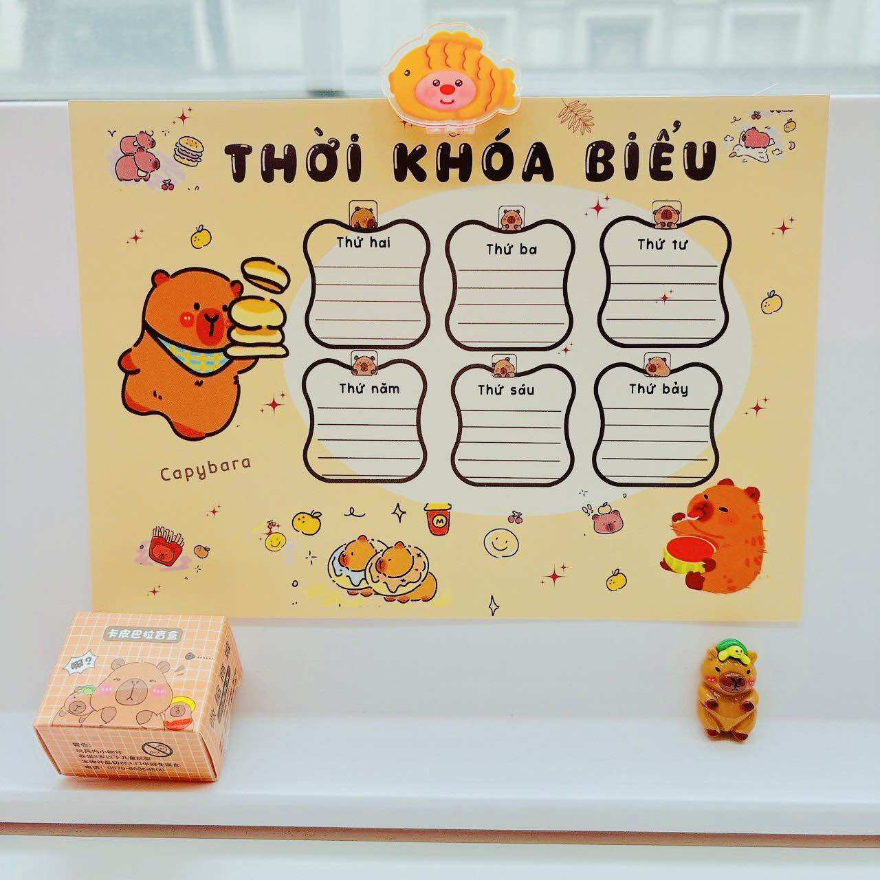 Set 3 tờ thời khoá biểu Capybara