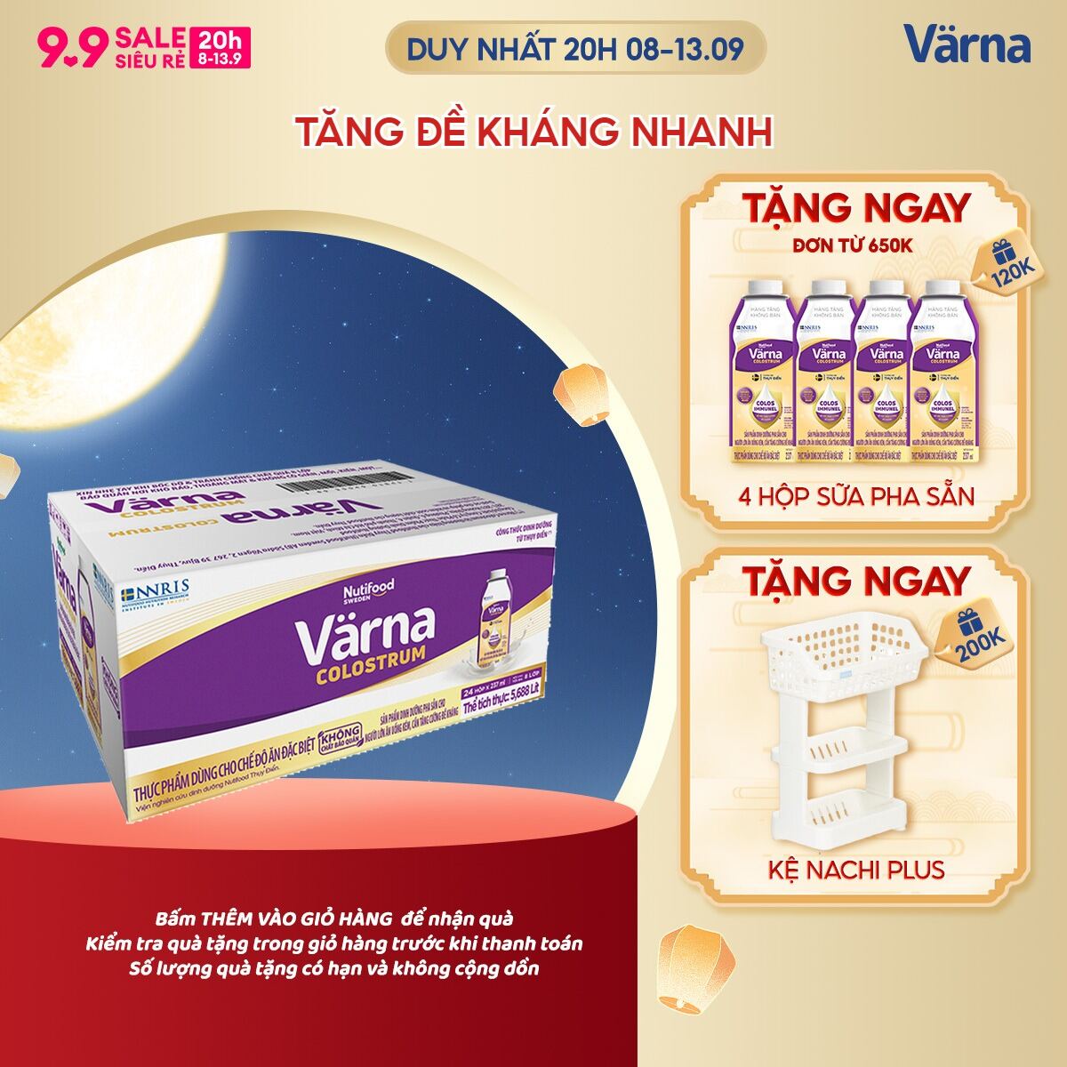 Thùng sữa bột pha sẵn Värna Colostrum (24 hộp giấy x 237ml) - Sữa non cho người lớn Tăng đề kháng nh