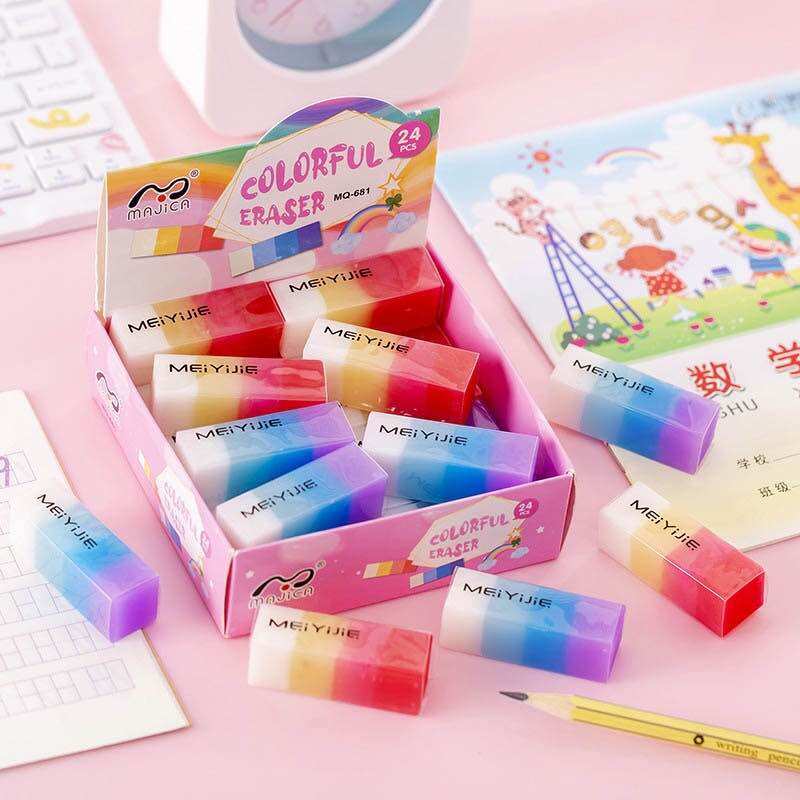 Combo 3 cục gôm tẩy bút chì 7 sắc cầu vồng
