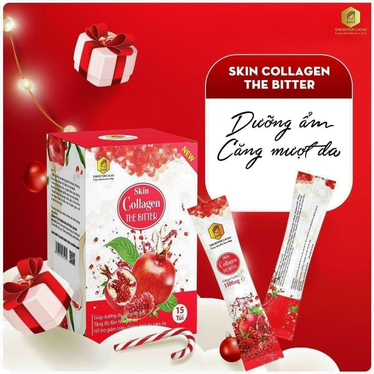 (Xả lỗ nghỉ bán)Collagen Lựu The Bitter hộp 15 gói( Ngày sx 4/2023)