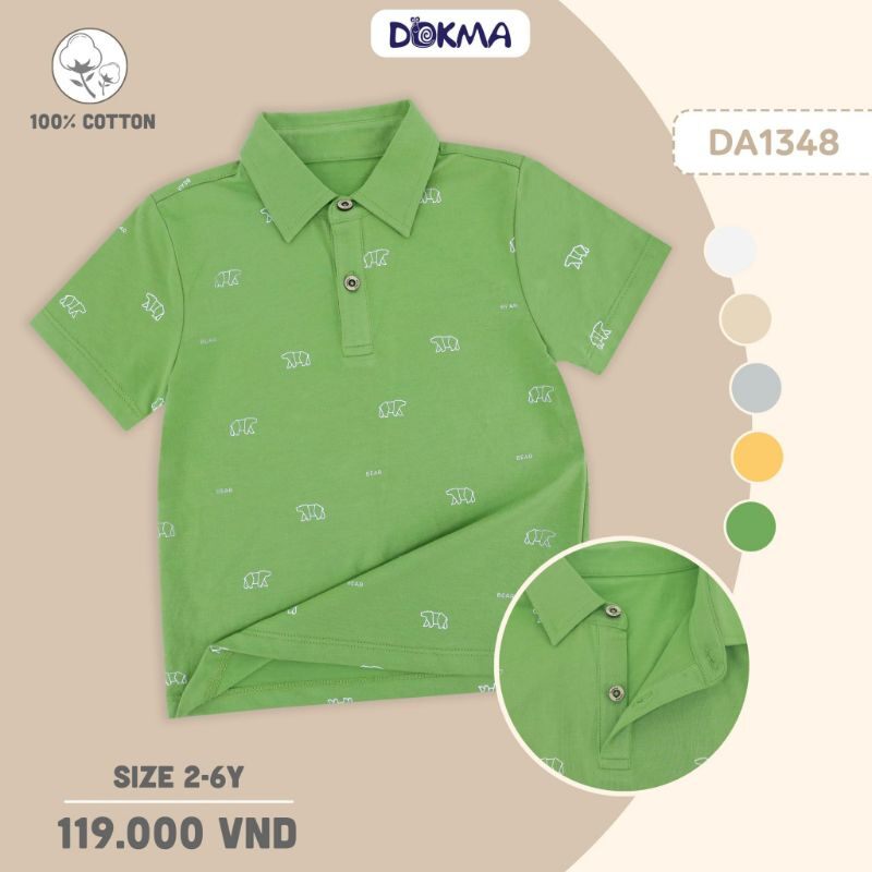 Áo polo cổ đức bé trai Dokma 2-6Y DA1348