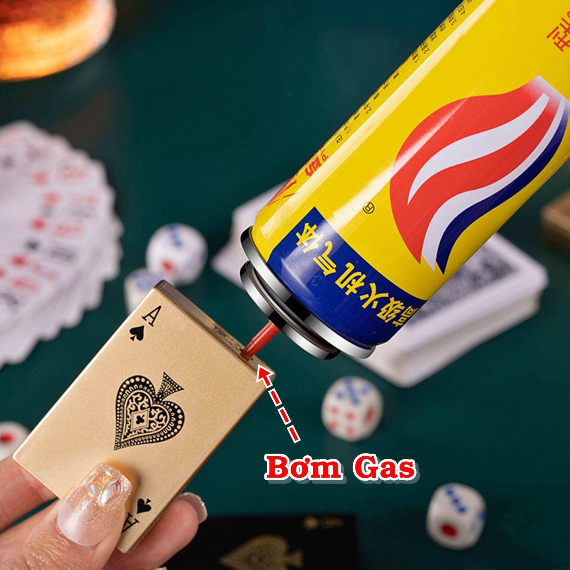 [Hcm] Card-Shaped Gas Lighter – with Mirror, Flashing Led Light, Strong Flame