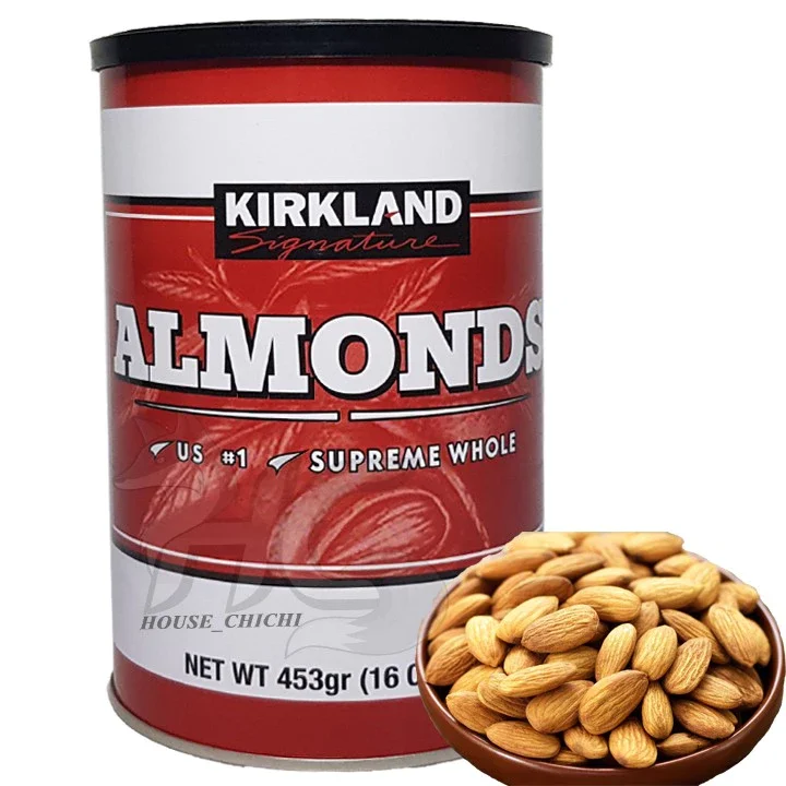 Hạnh nhân rang cao cấp Kirkland Almonds hộp 453gr của Mỹ