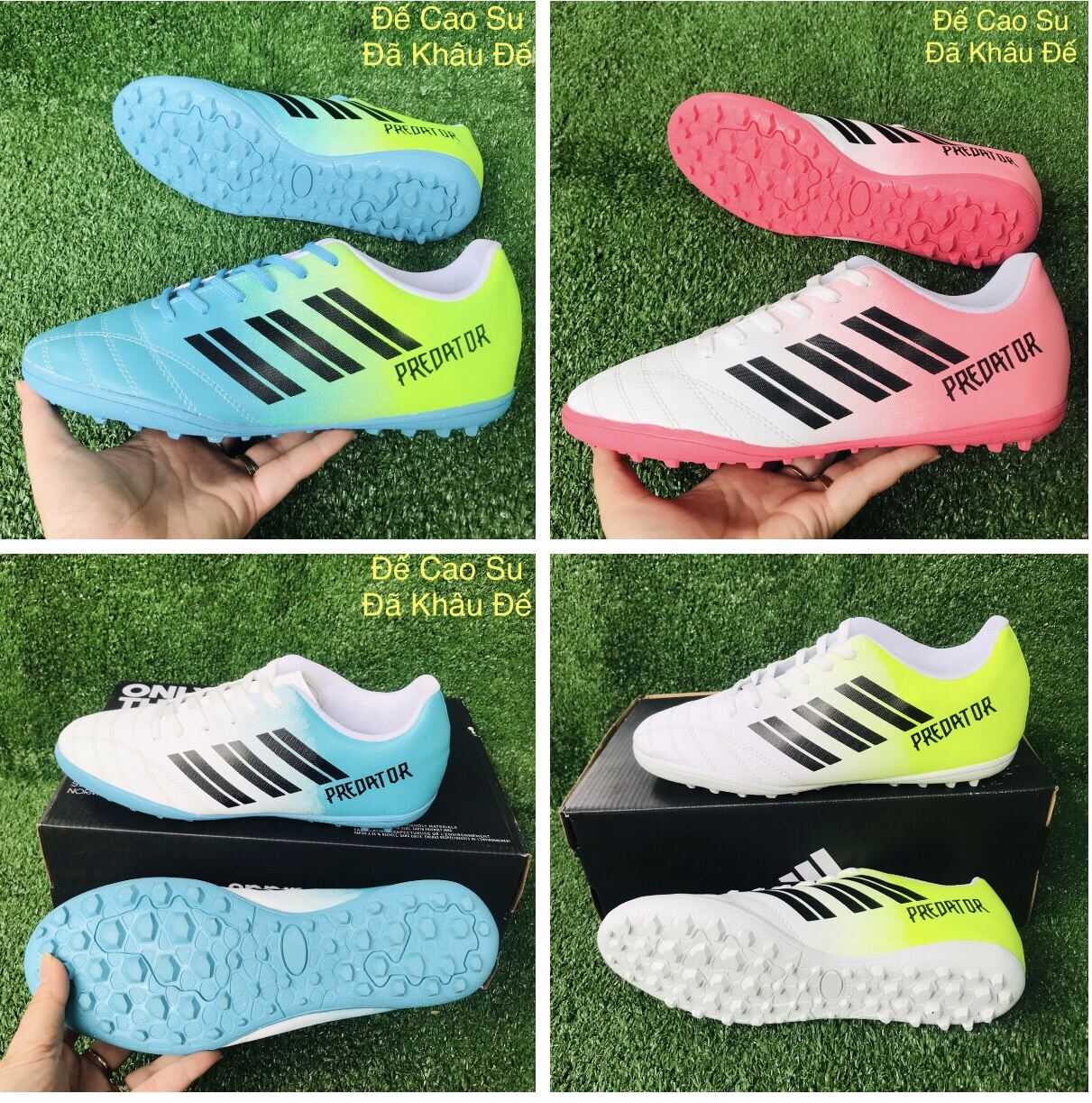 [HCM]Giày đá bóng giầy đá banh sân cỏ nhân tạo chất liệu da mềm đi êm chân simili ko thấm nước