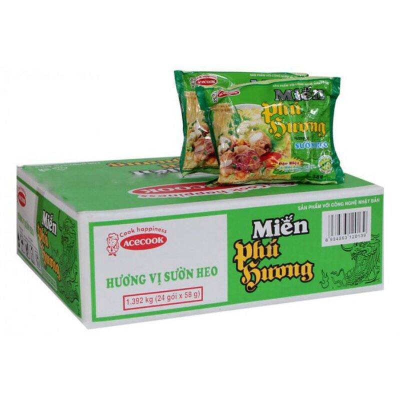Thùng miến phú hương ăn liền 24gói x 55g màu xanh,hồng