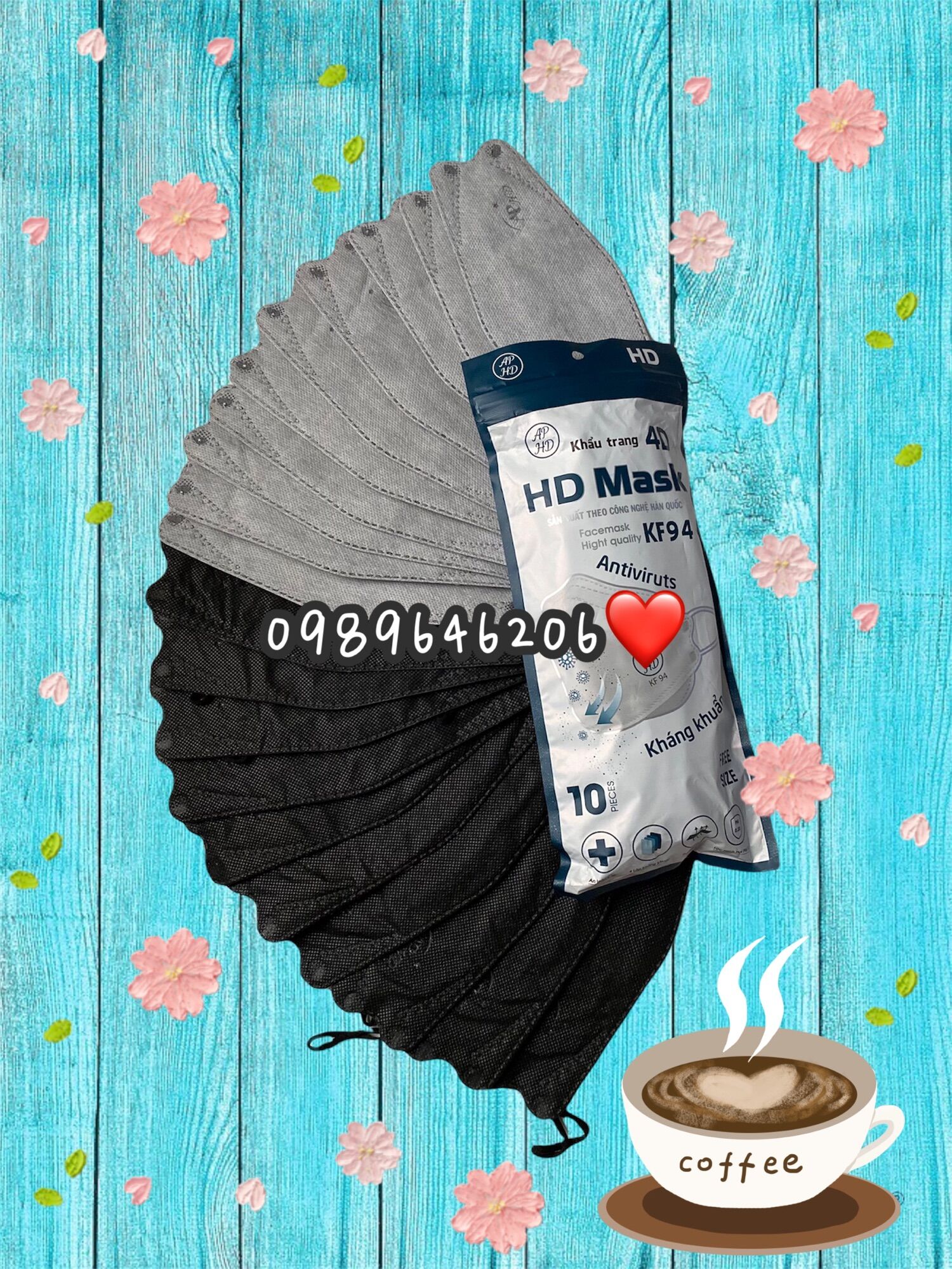 Combo 100 chiếc khẩu trang 4D An Phong Mask KF94 - Kháng khuẩn