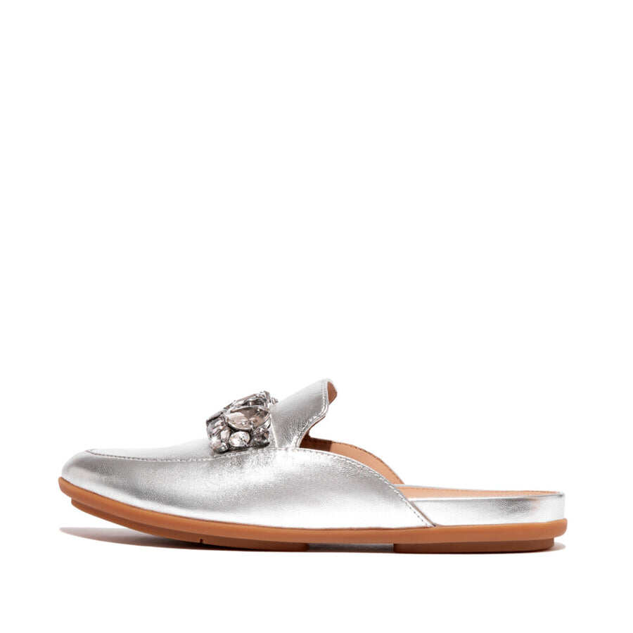 Giày Mules fitflop da ánh kim sang trọng GRACIE Jewel