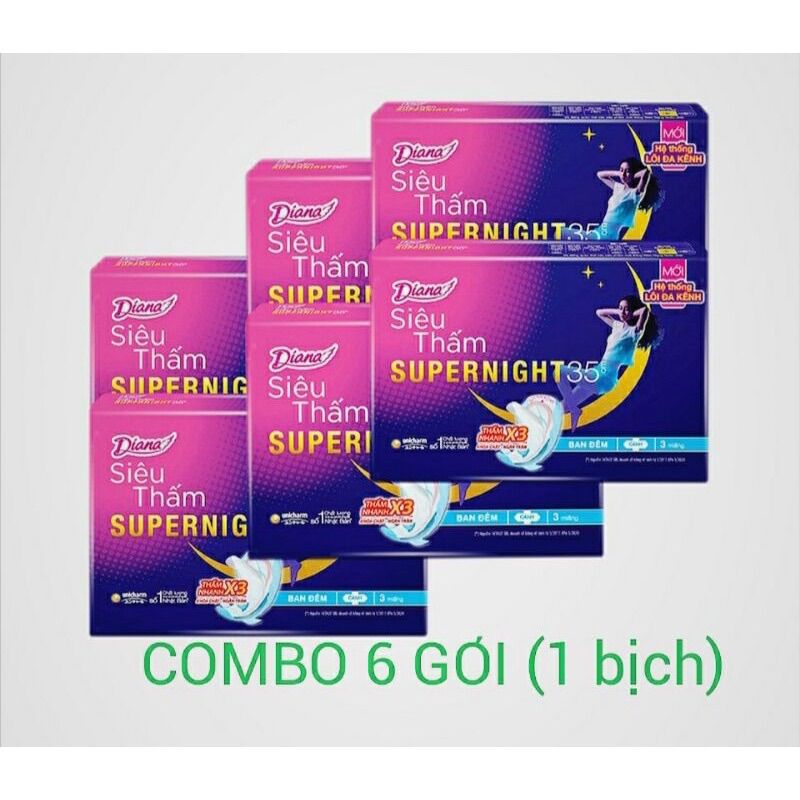 6 gói băng vệ sinh ban đêm diana night có cánh 35 )