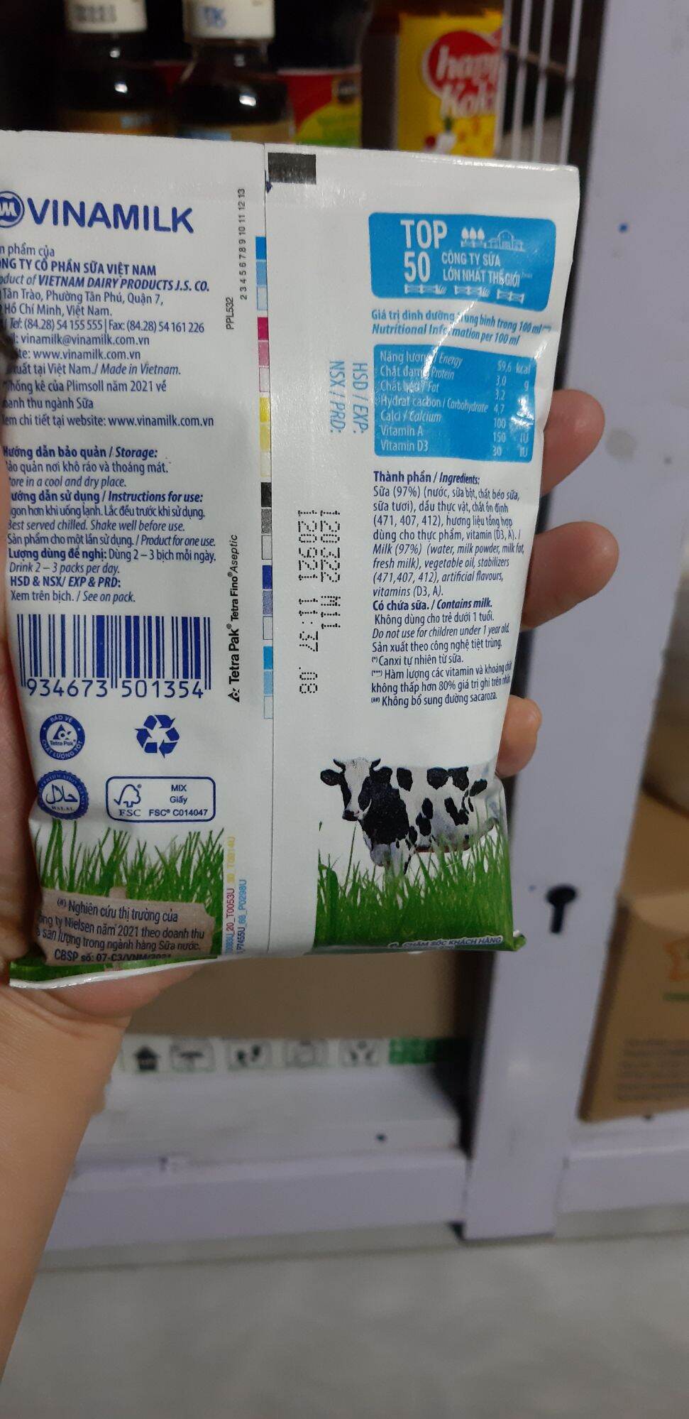 sữa tươi vinamil không đường bịch 220ml