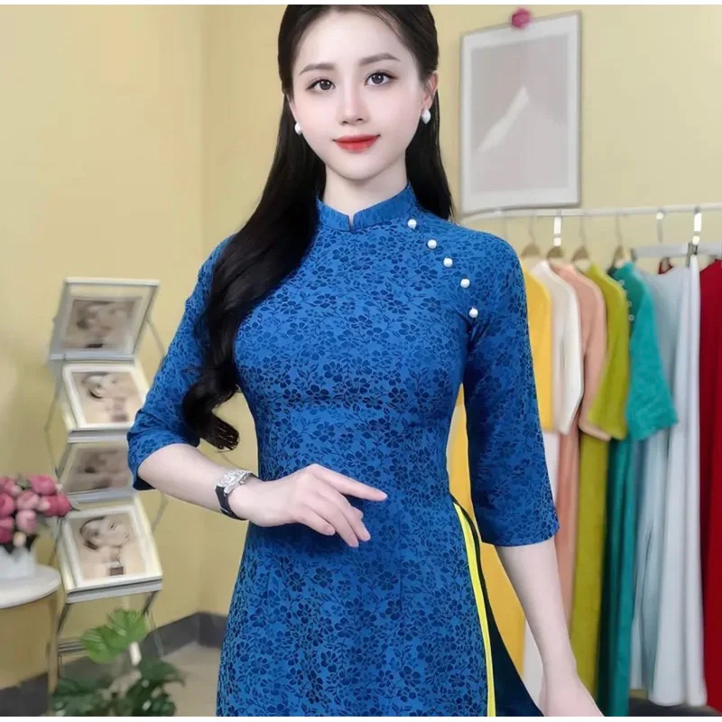 áo dài gấm tơ  truyền thống Cao cấp