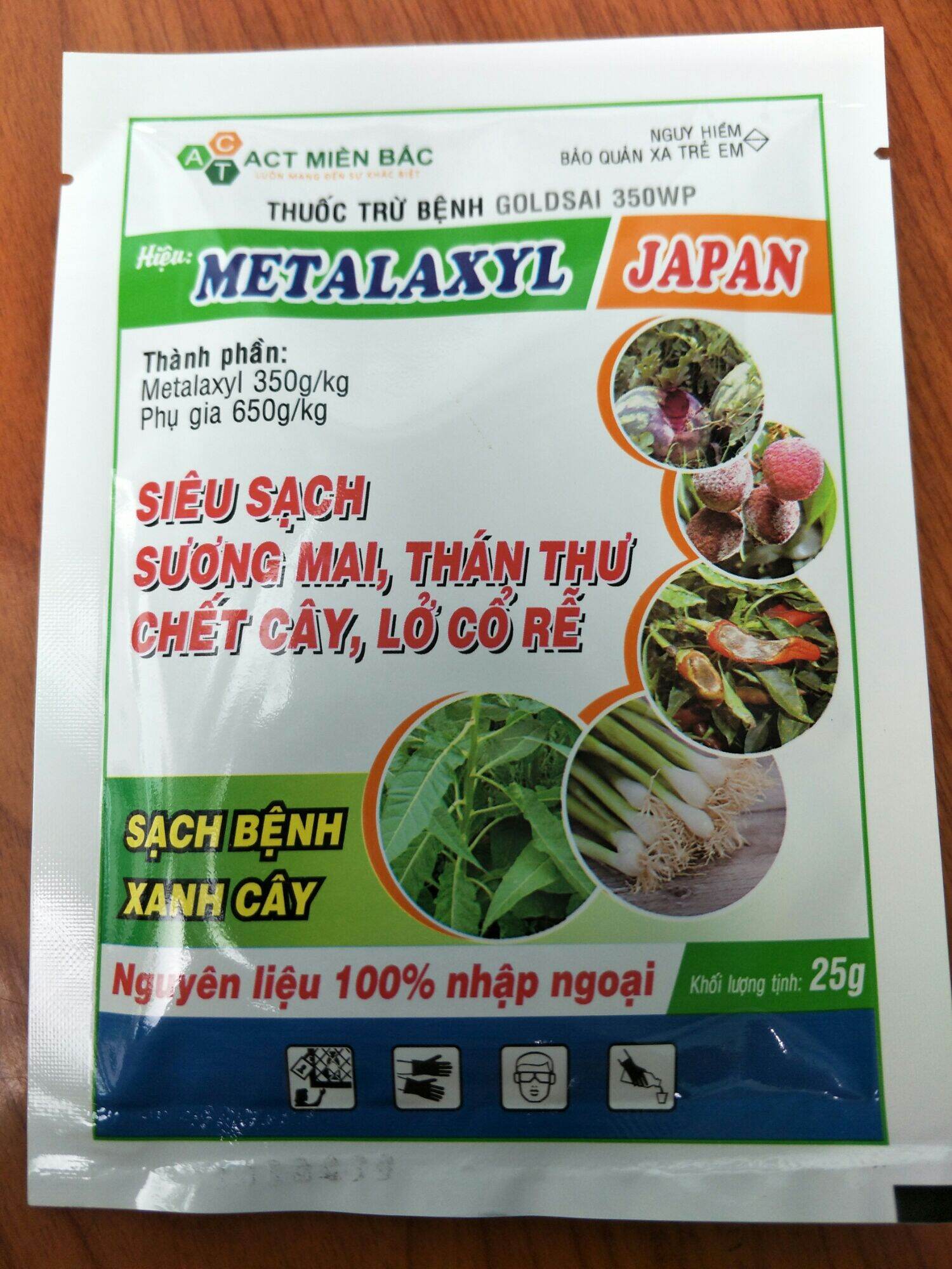 Thuốc trừ nấm bệnh [Metalaxyl Japan] trừ sương mai thán thư vàng lá thối nhũng chết cây lở cổ rễ...gói 25gr
