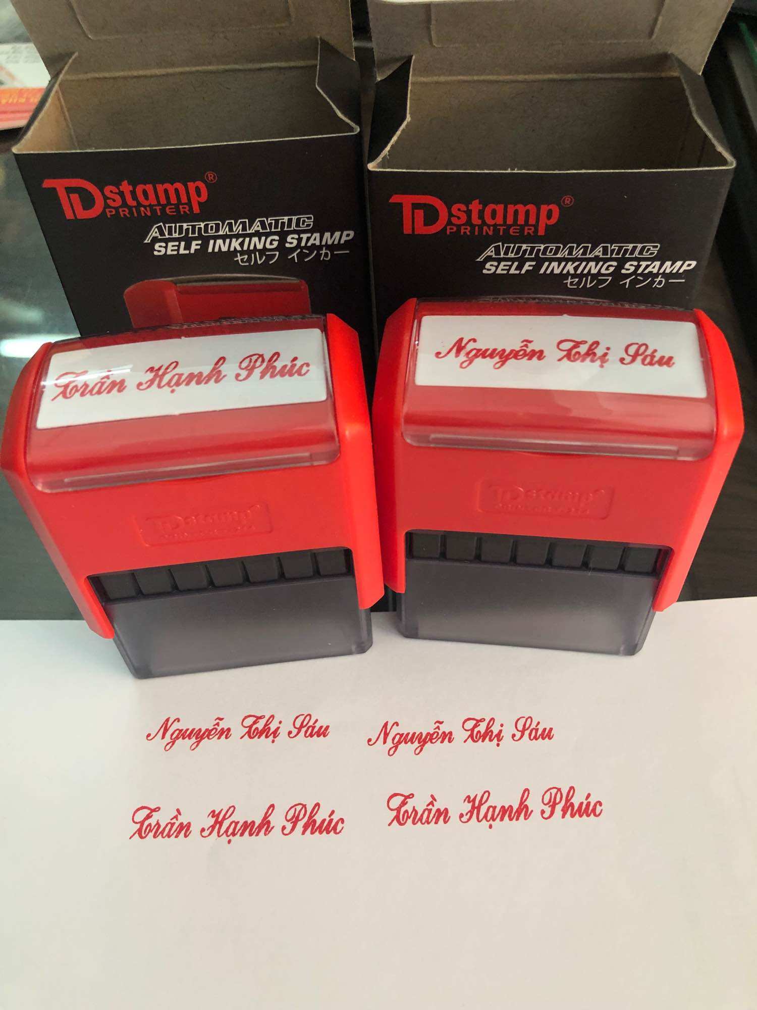 Khắc dấu tên, dấu chức danh 1 dòng theo yêu cầu hàng TDstamp T214 giá rẻ