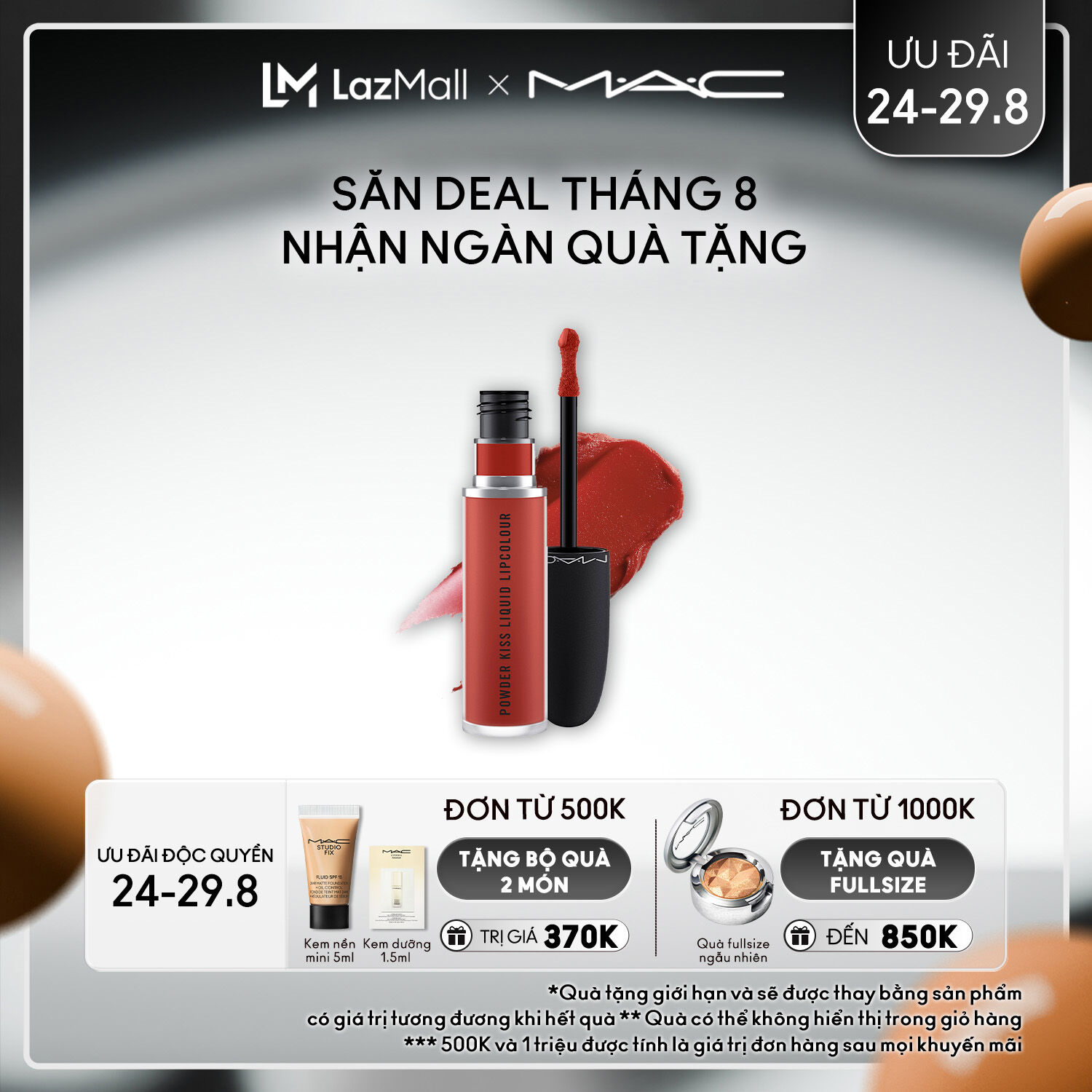 [ƯU ĐÃI 24-29.8] Son kem MAC Powder Kiss Liquid Lipcolour/ Son kem chứa dưỡng ẩm với hiệu ứng lì nhẹ - sản phẩm trang điểm bán chạy