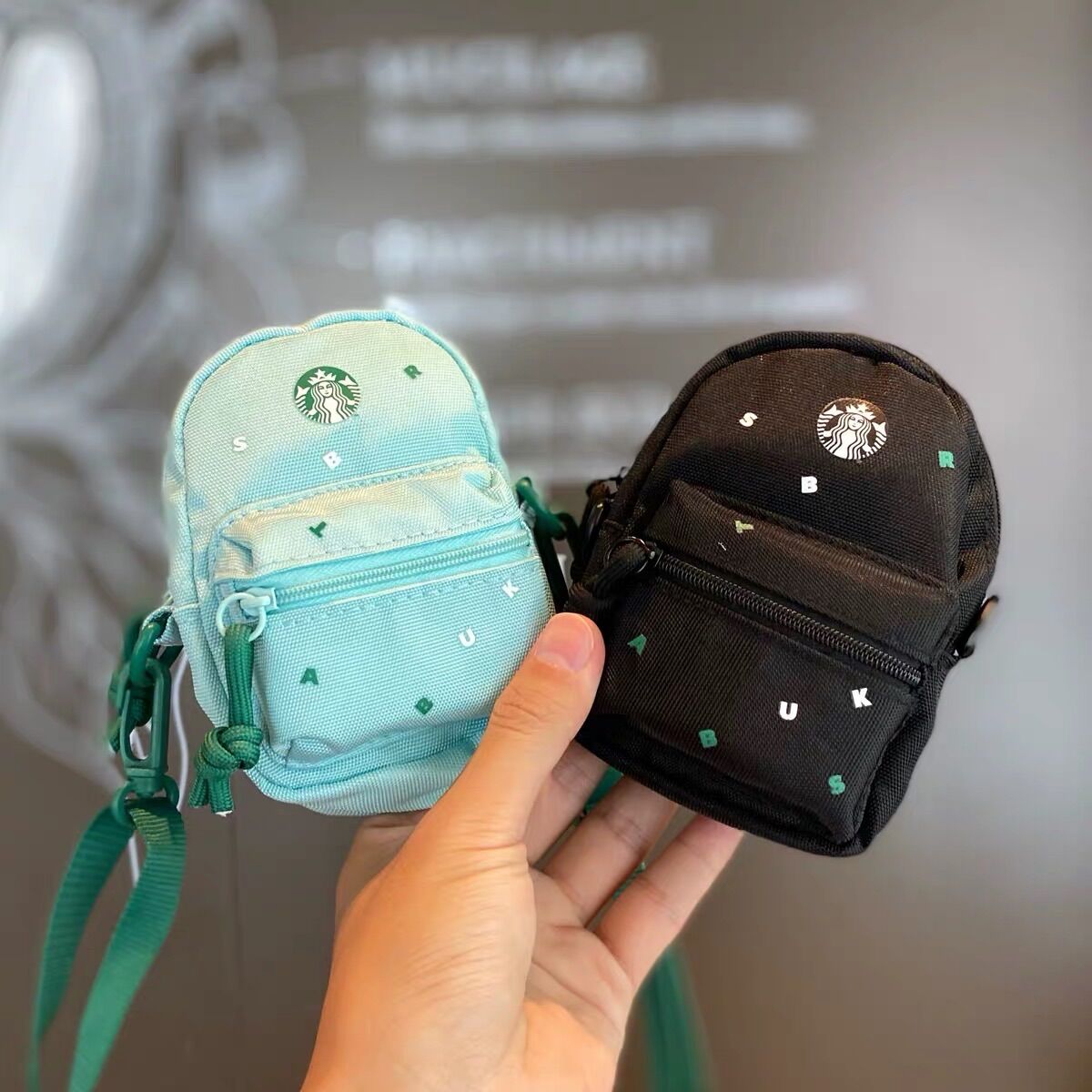 Móc Khoá Balo Mini StarbuckS kèm dây đeo chéo