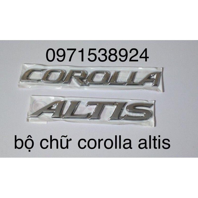 logo chữ COROLLA ALTIS dán đuôi xe