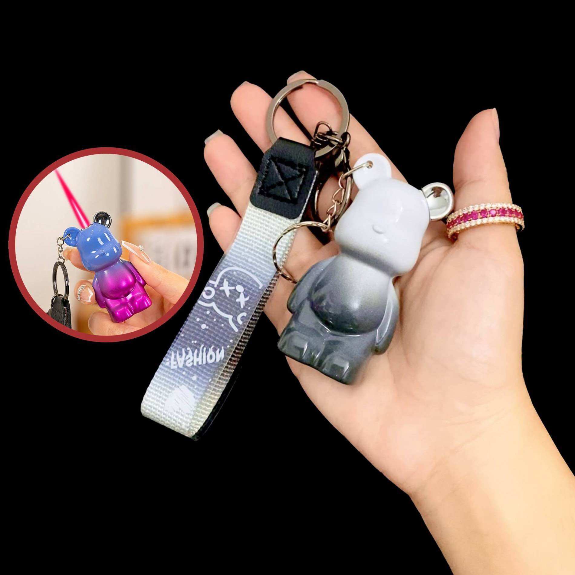 [HCM] Bật Lửa Móc Khoá Đa Năng Hình Gấu BearBrick Màu Cầu Vồng