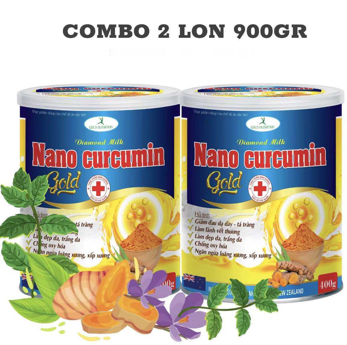 [ Combo 2 lon 900gr tặng hộp 150gr] Sữa nghệ nano curcumin gold chính hãng.