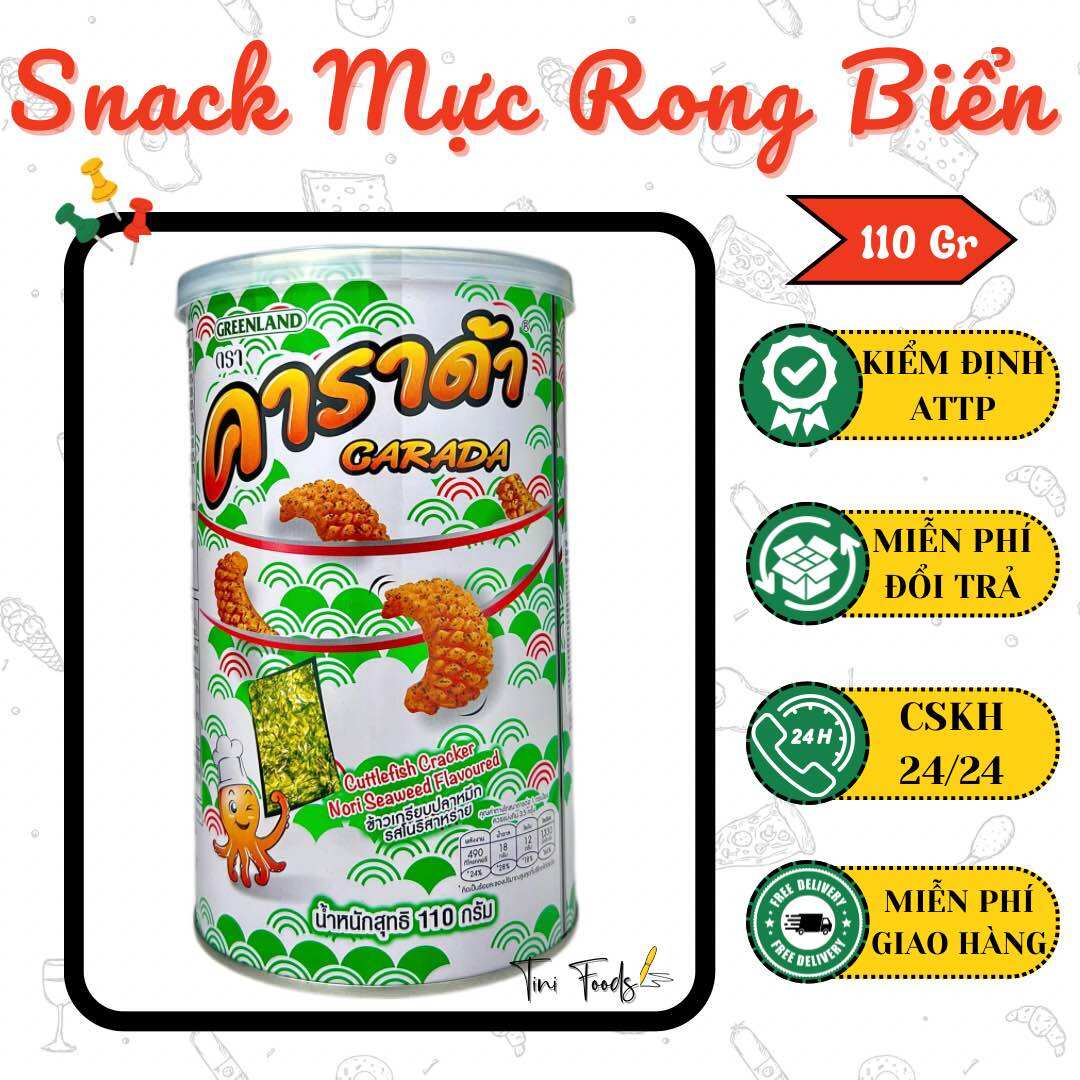 Snack mực nướng carada & bánh gạo mực thái lan - vị truyền thống, rong biển - ăn vặt nhập khẩu chuẩn thái